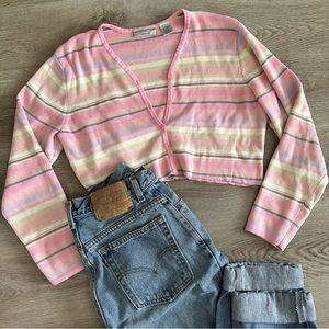 Vintage Cropped Striped Cardigan
